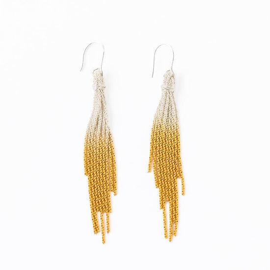 Ivy Mixed Metal Tassel Earrings Silver + Gold Fringe