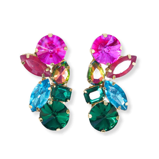 Ivy Multi Mixed Post Earrings Rainbow Earrings