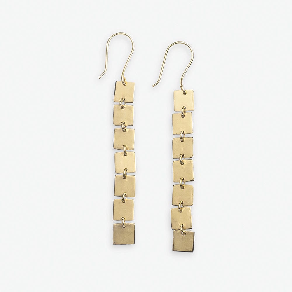 Jade Square Dangle Earrings Brass Earrings