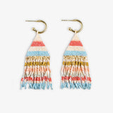 James Mini Gold Hoop Horizontal Stripes Beaded Fringe Earrings Amalfi
