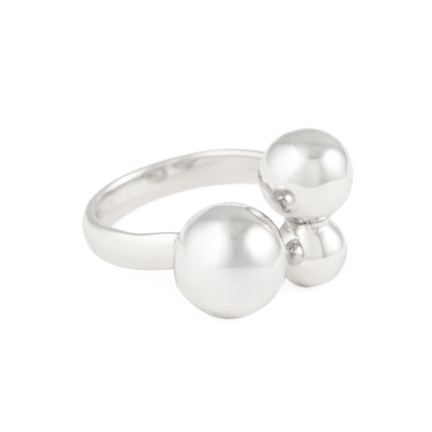 Jane Open Wrap Triple Bubble Adjustable Ring Silver Ring