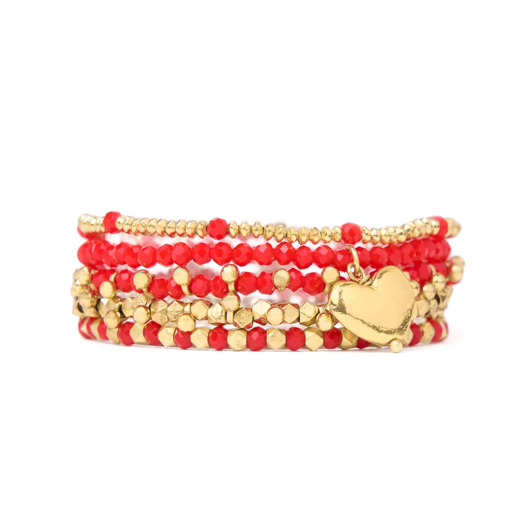 Janie + Mixed Crystal Stretch Bracelet Stack of 5 Tomato Bracelet