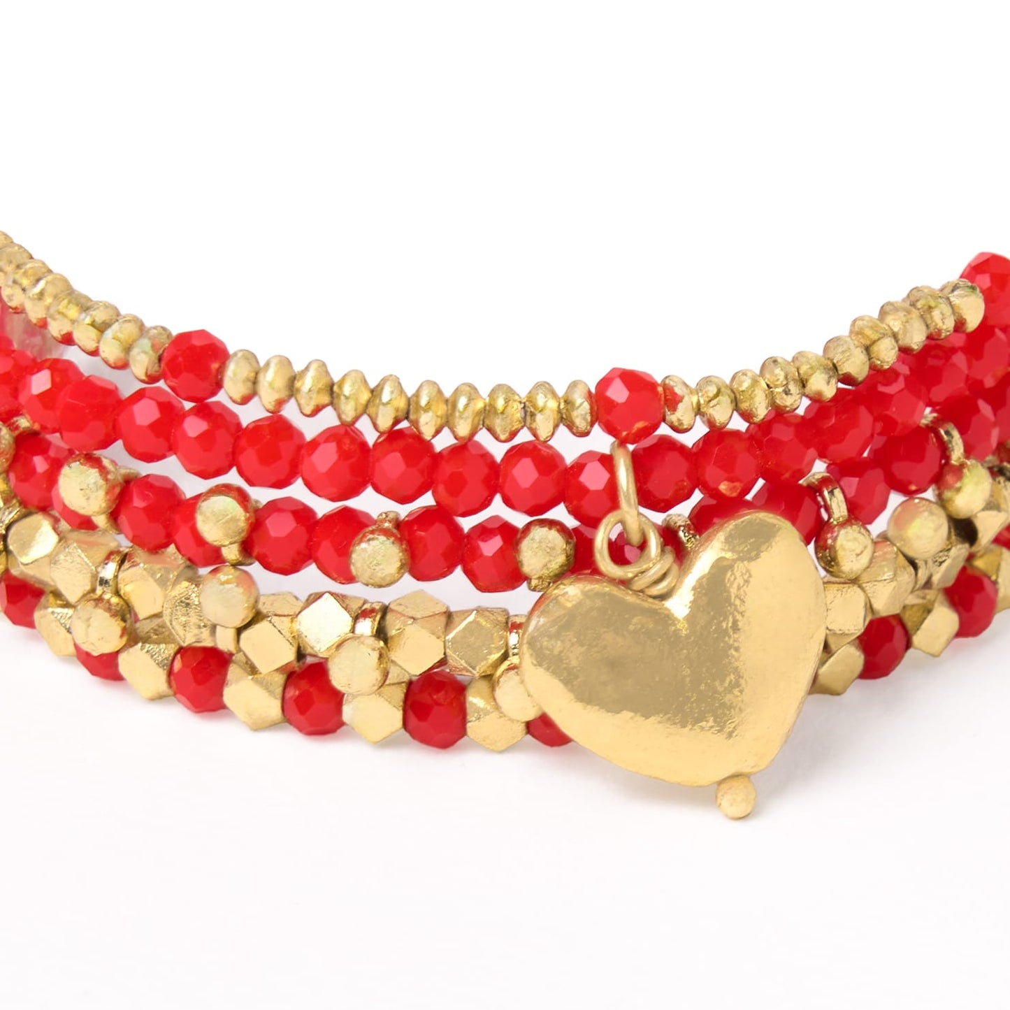 Janie + Mixed Crystal Stretch Bracelet Stack of 5 Tomato Bracelet