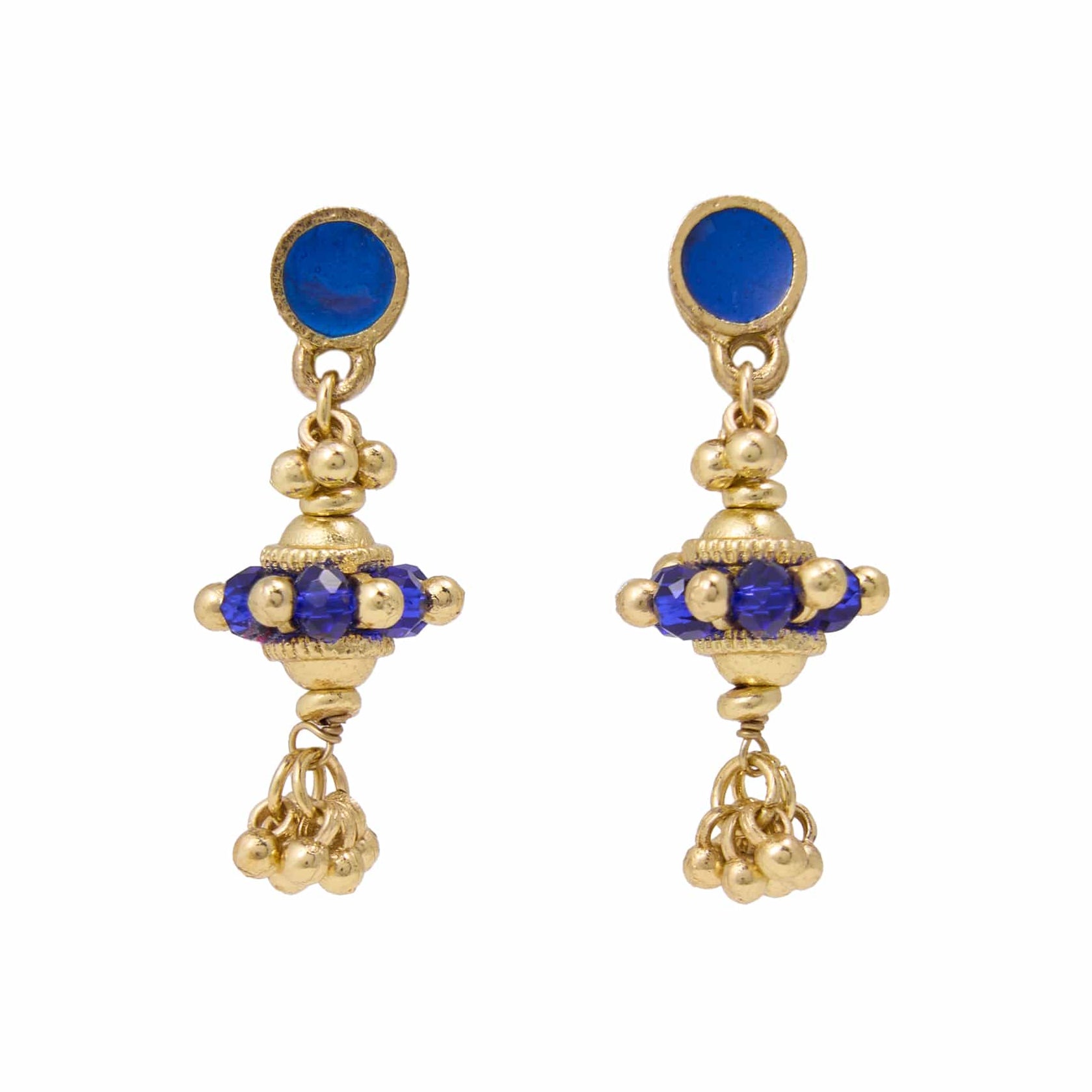 Jeannie Crystal + Enamel Dangle Earrings Blue Dangle