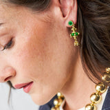 Jeannie Crystal + Enamel Dangle Earrings Green Dangle