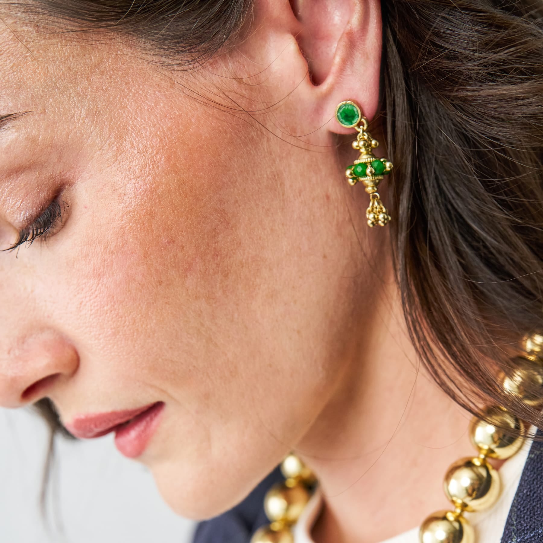 Jeannie Crystal + Enamel Dangle Earrings Green Dangle
