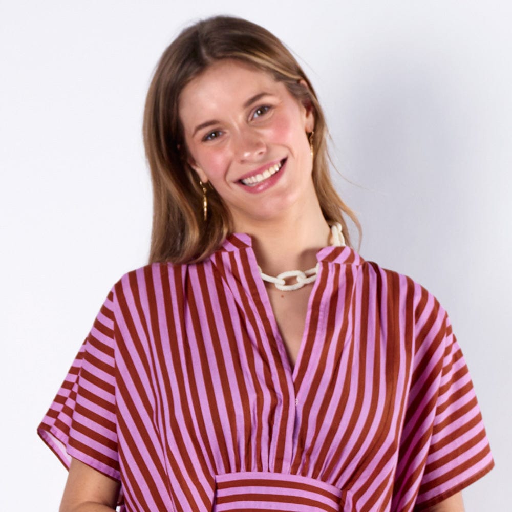 Jenna Chain Link Beaded Necklace Ivory Single Strand