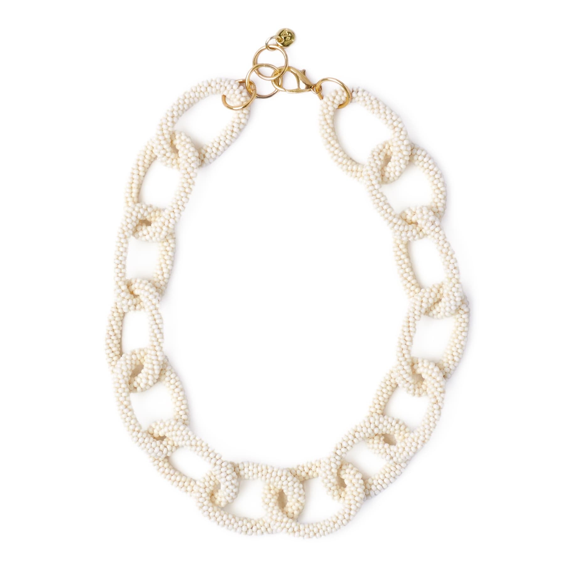 Jenna Chain Link Beaded Necklace Ivory Necklace