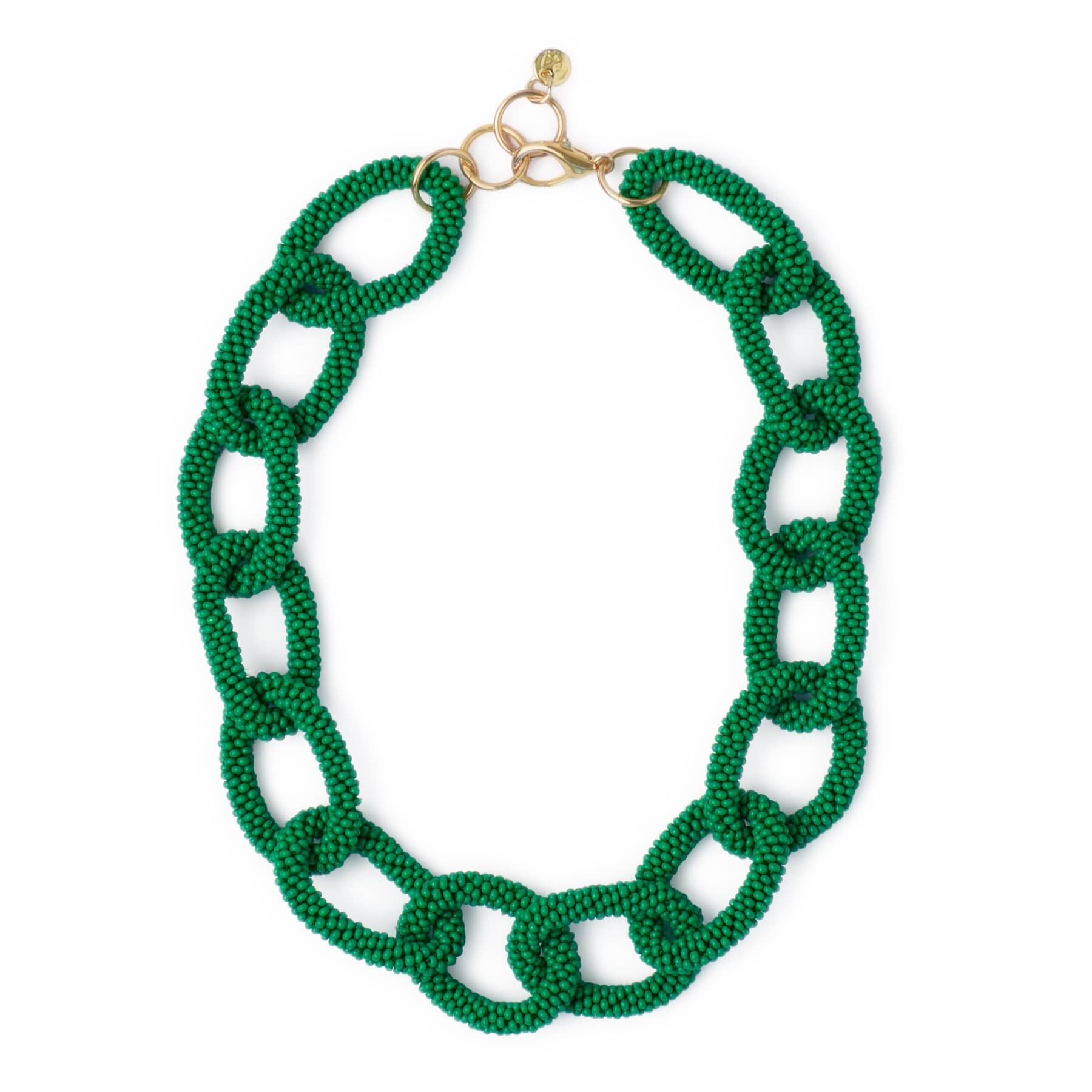 Jenna Chain Link Beaded Necklace Kelly Green Necklace