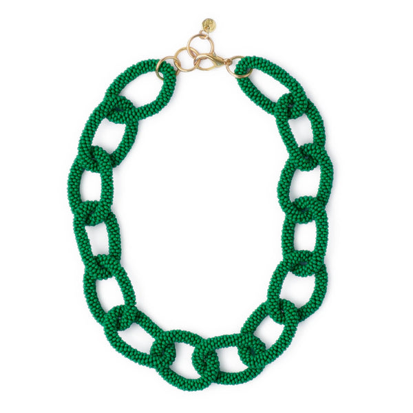 Jenna Chain Link Beaded Necklace Kelly Green – INK+ALLOY LLC
