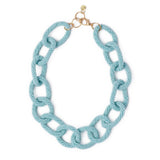 Jenna Chain Link Beaded Necklace Light Blue Necklace