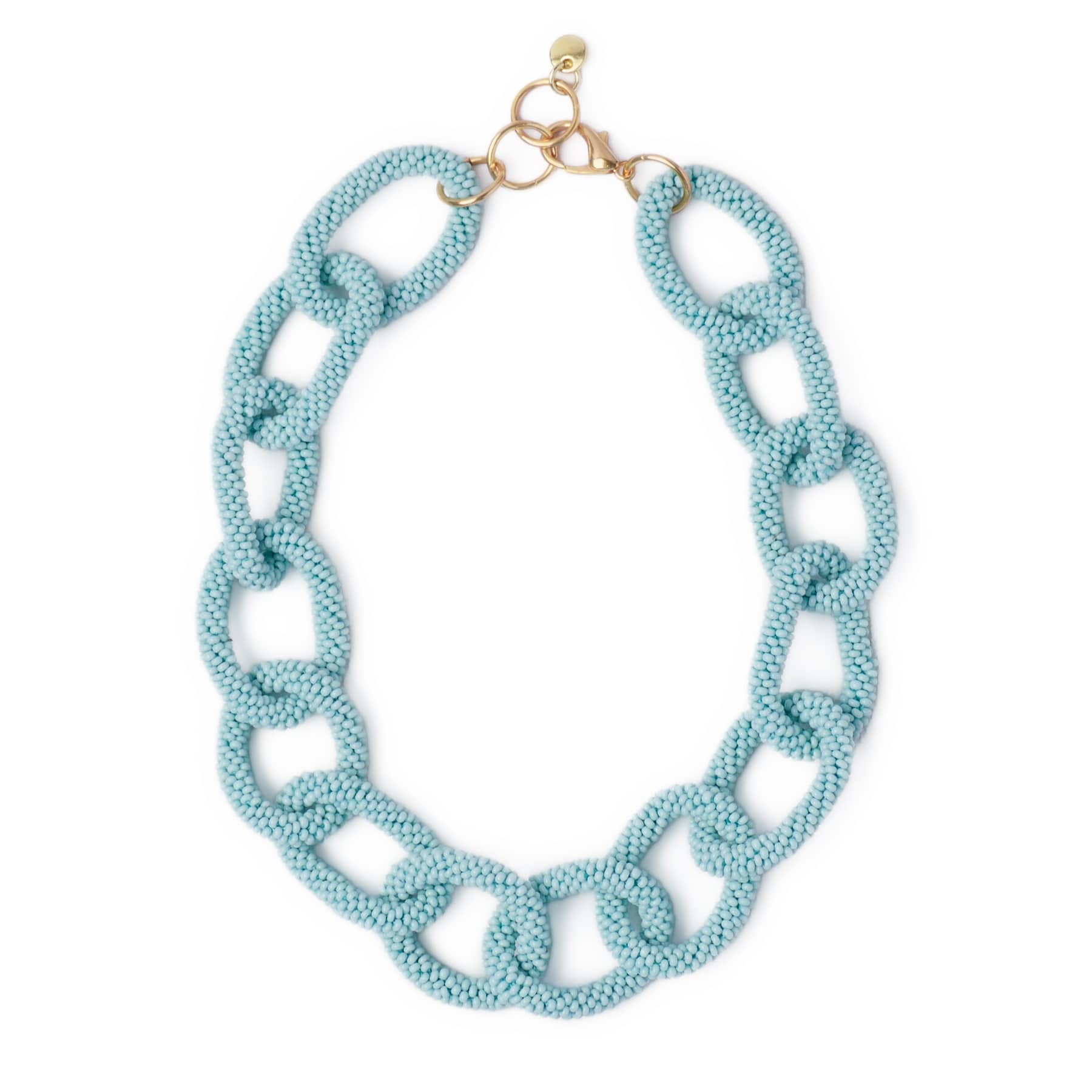 Jenna Chain Link Beaded Necklace Light Blue Necklace
