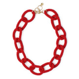 Jenna Chain Link Beaded Necklace Red Necklace
