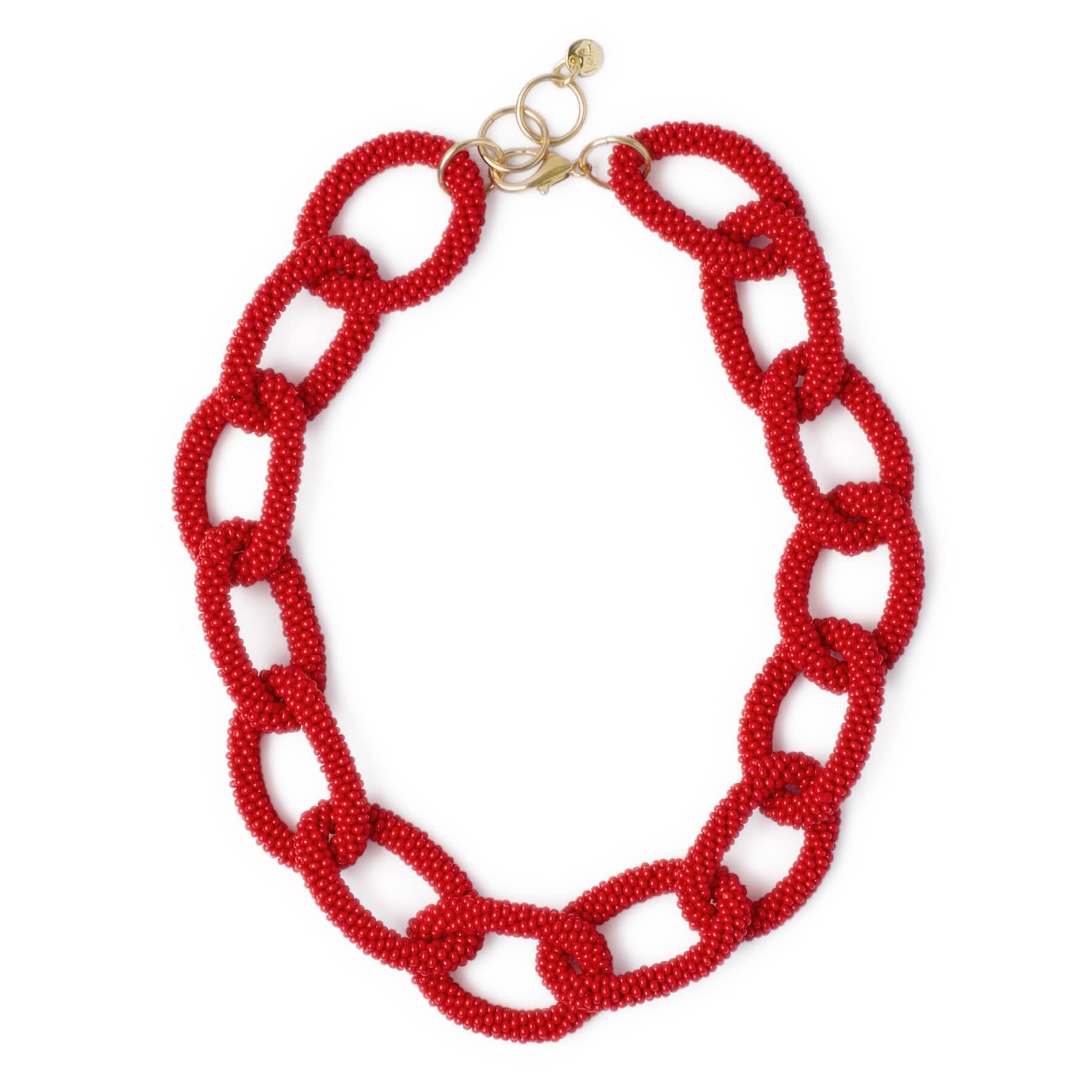 Jenna Chain Link Beaded Necklace Red Necklace