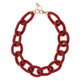Jenna Chain Link Beaded Necklace Rust Necklace