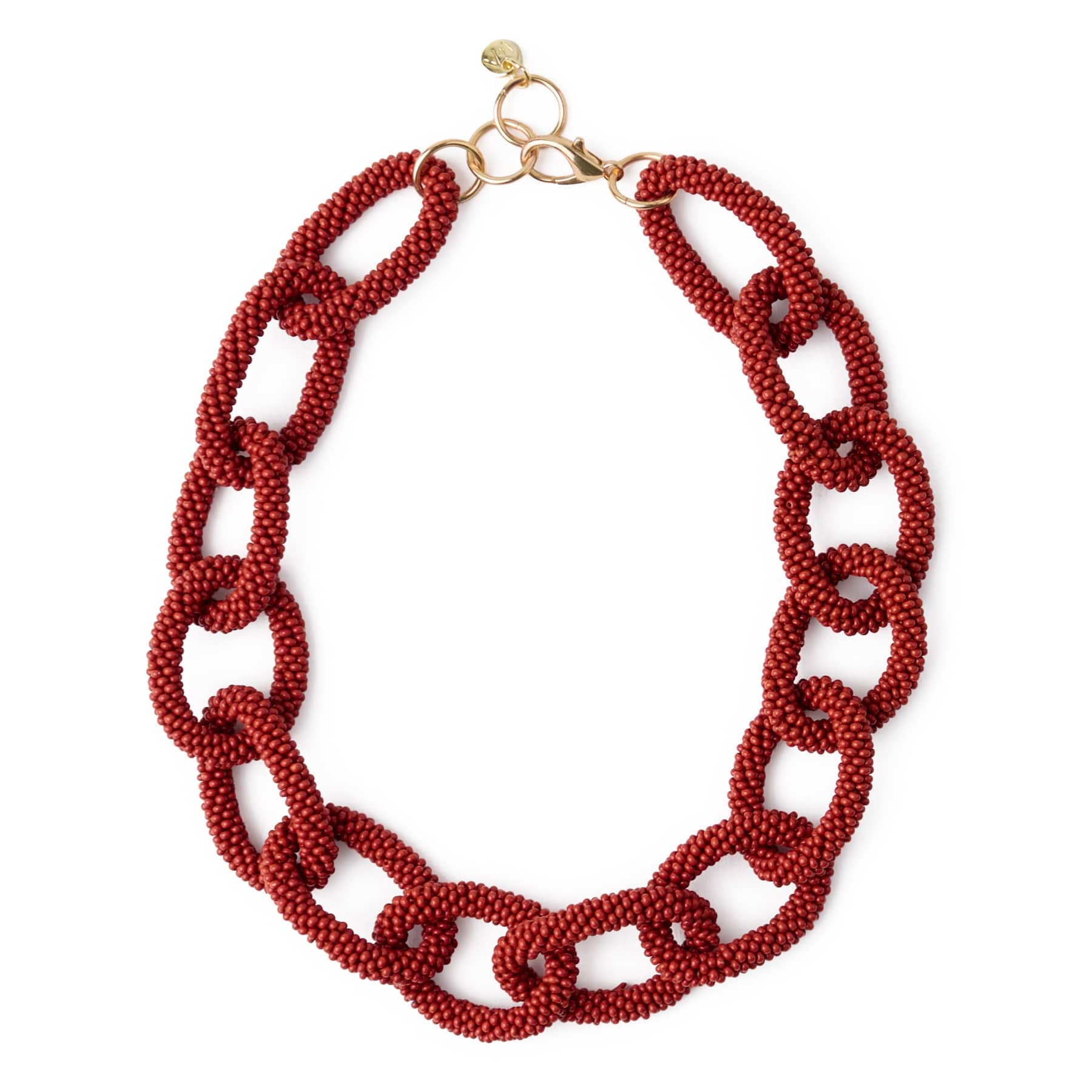 Jenna Chain Link Beaded Necklace Rust Necklace