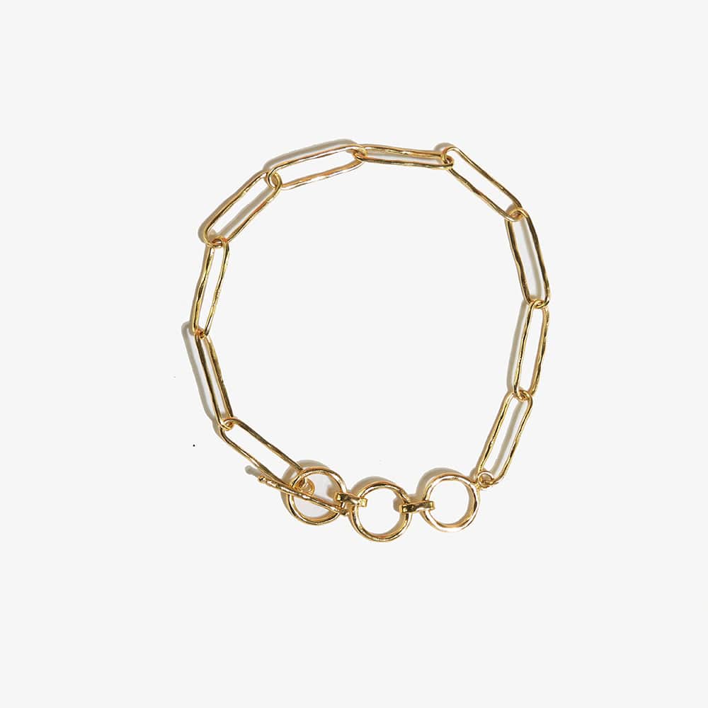 Joanne Brass Paperclip Chain Bracelet with Toggle Closure Bracelet