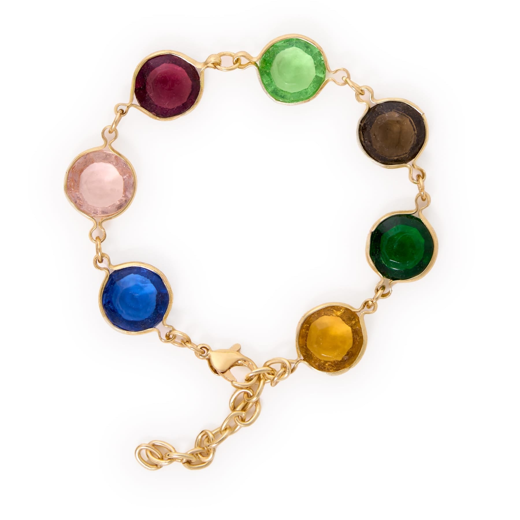 Jocelyn Color Glass Bracelet With Extension Multicolor Bracelet