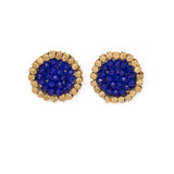 Johannah Crystal + Brass Bead Post Earrings Cobalt Earrings