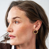 Johannah Crystal + Brass Bead Post Earrings Port Earrings