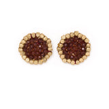 Johannah Crystal + Brass Bead Post Earrings Port Earrings