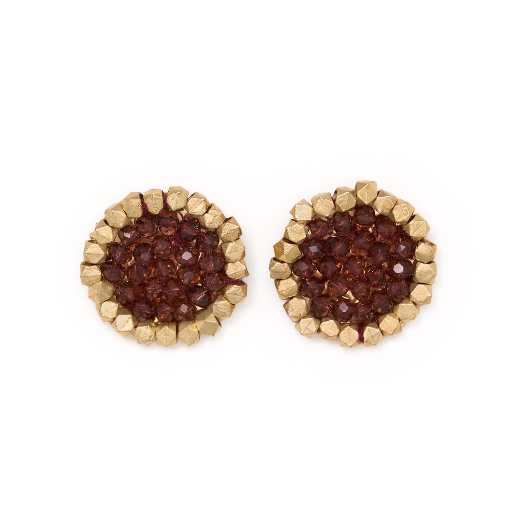 Johannah Crystal + Brass Bead Post Earrings Port Earrings