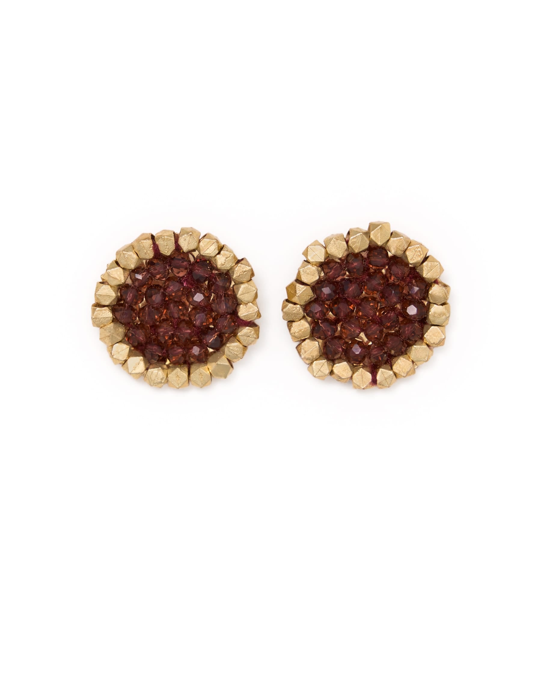 Johannah Crystal + Brass Bead Post Earrings Port Earrings