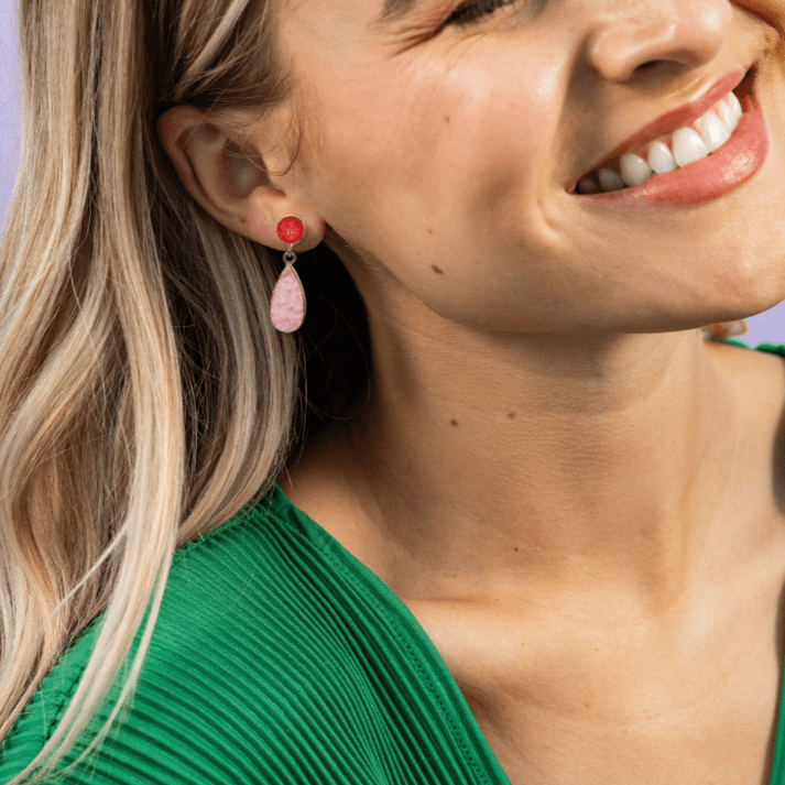 Joni Druzy Teardrop Dangle Earrings Blush Drop