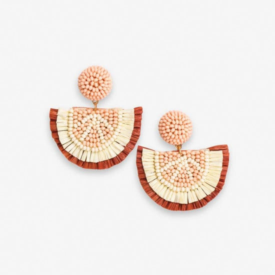 Josephine Grapefruit Raffia Drop Earrings Blush