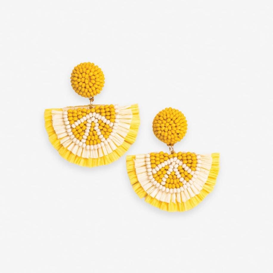 Josephine Lemon Raffia Drop Earrings Lemon