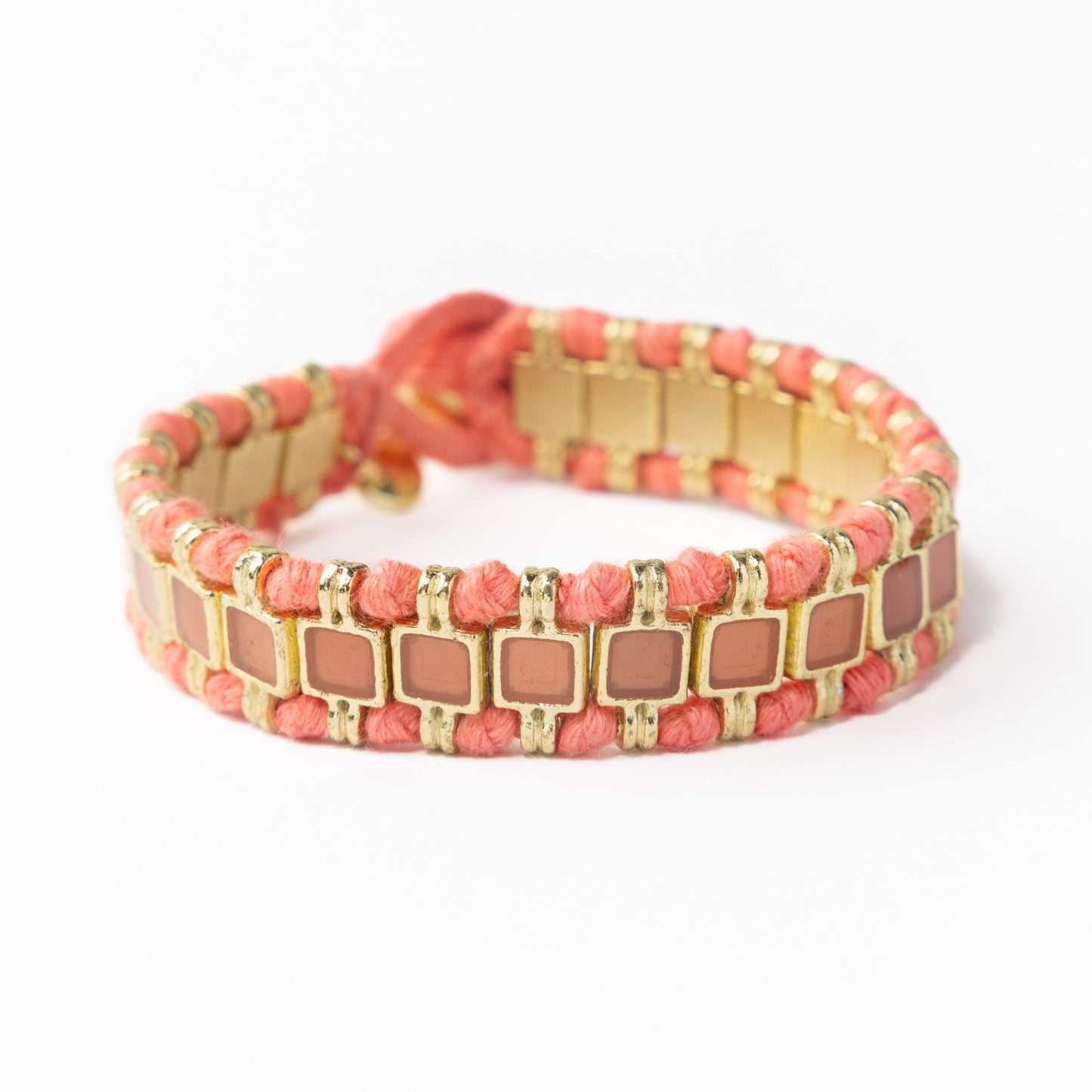 Josie Enamel Bracelet Small With Loop Latch Coral Clasp