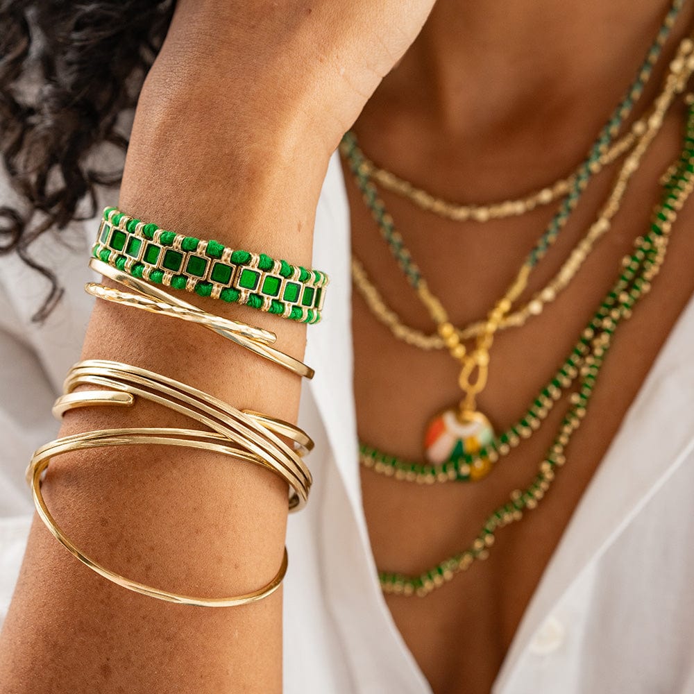 Josie Enamel Bracelet Small With Loop Latch Leaf Green – INK+ALLOY LLC