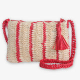 Kai Striped Raffia Crossbody Red