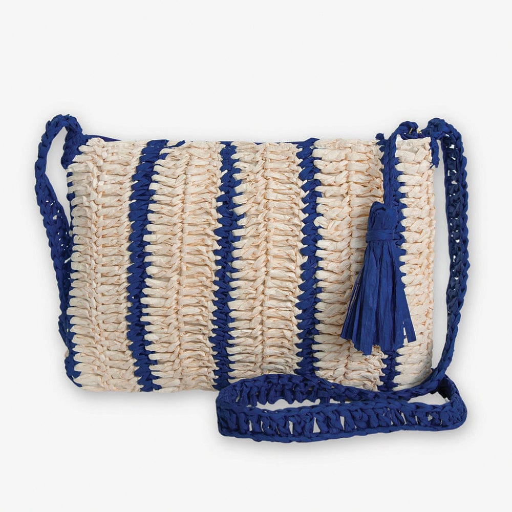 Kai Striped Raffia Crossbody Royal Blue