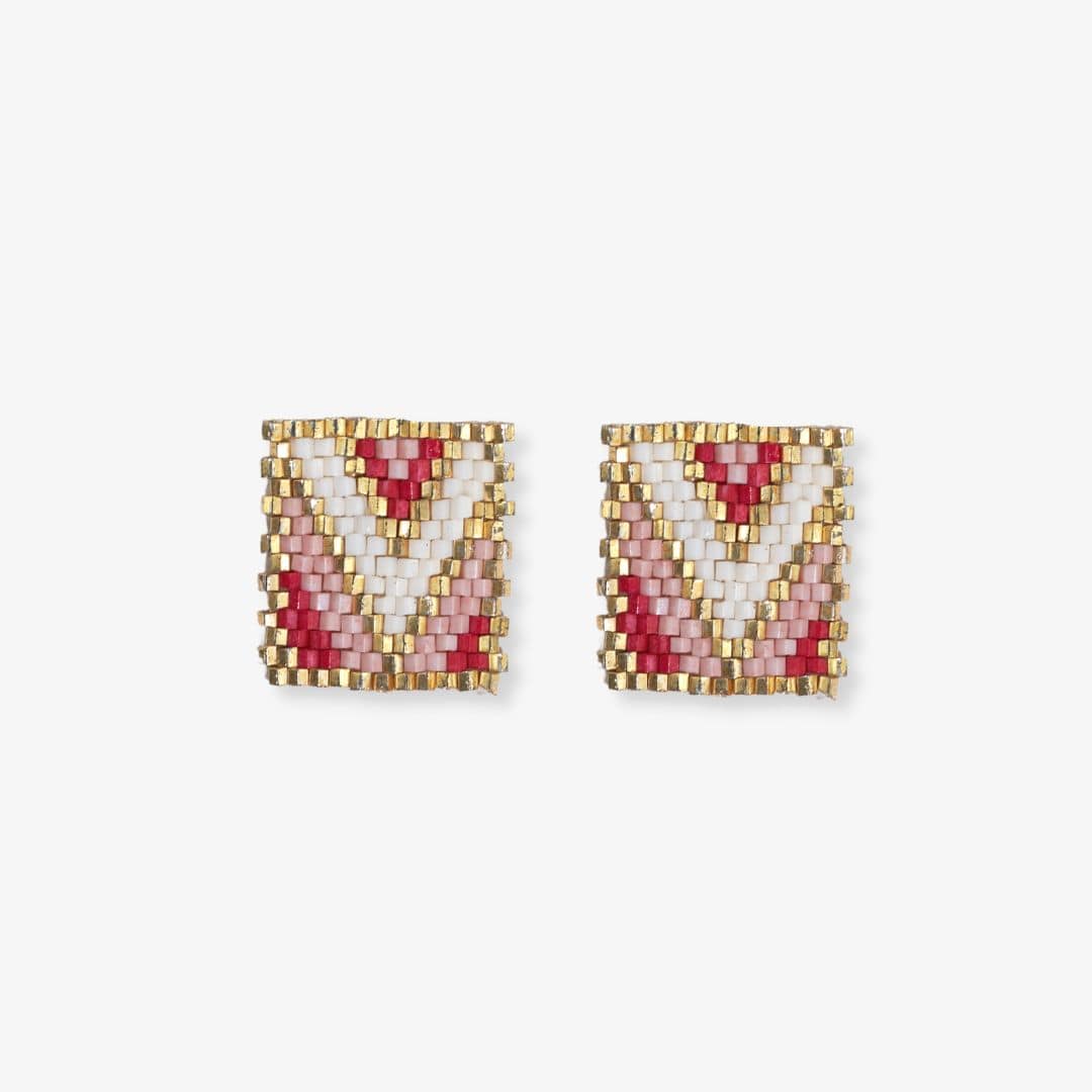 Kallie Rectangle Post Beaded Earrings Blush Stud Earrings