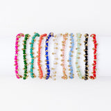 Kami Crystal With Brass Charm Stretch Bracelet Blue + Gold Stretch