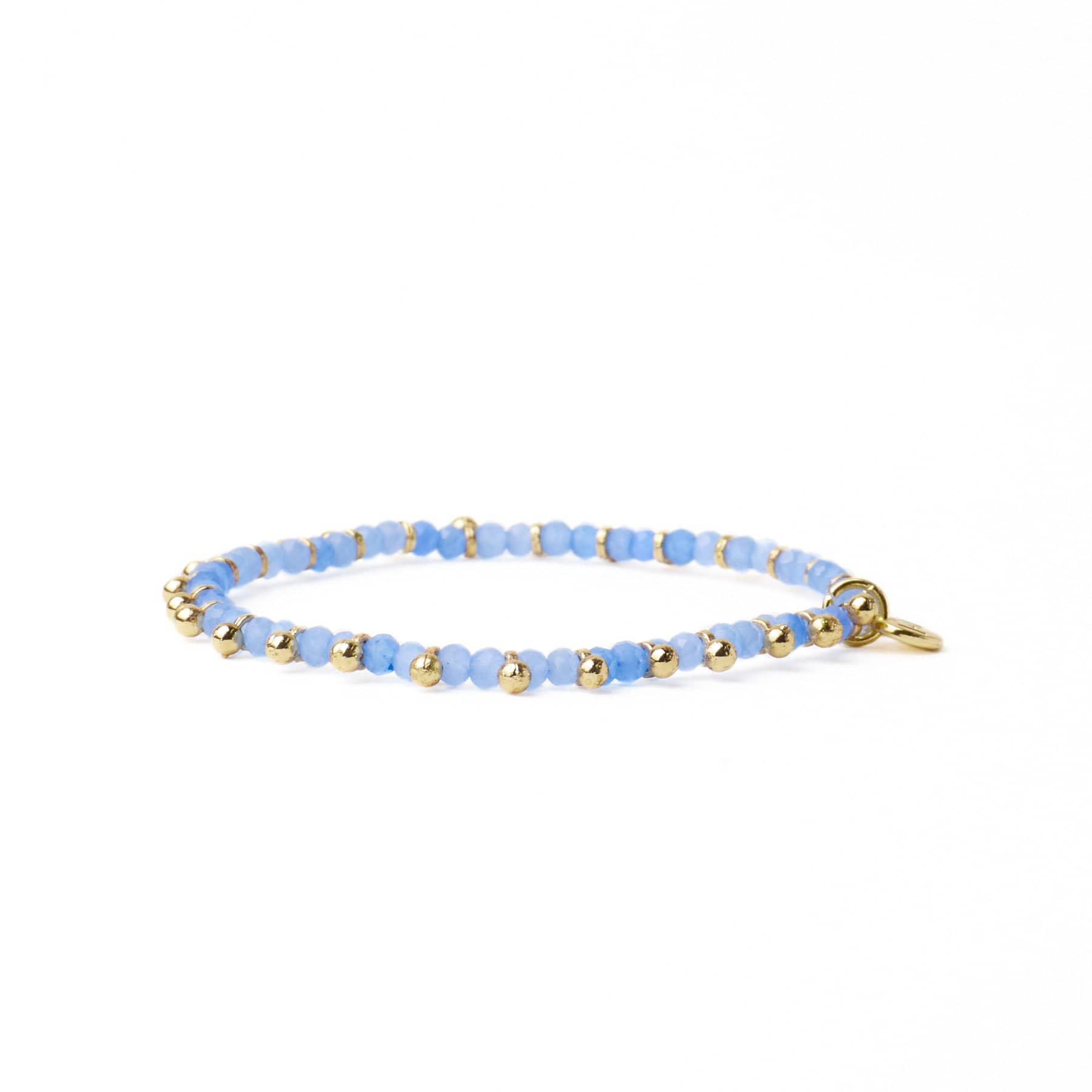 Kami Crystal With Brass Charm Stretch Bracelet Blue + Gold Stretch