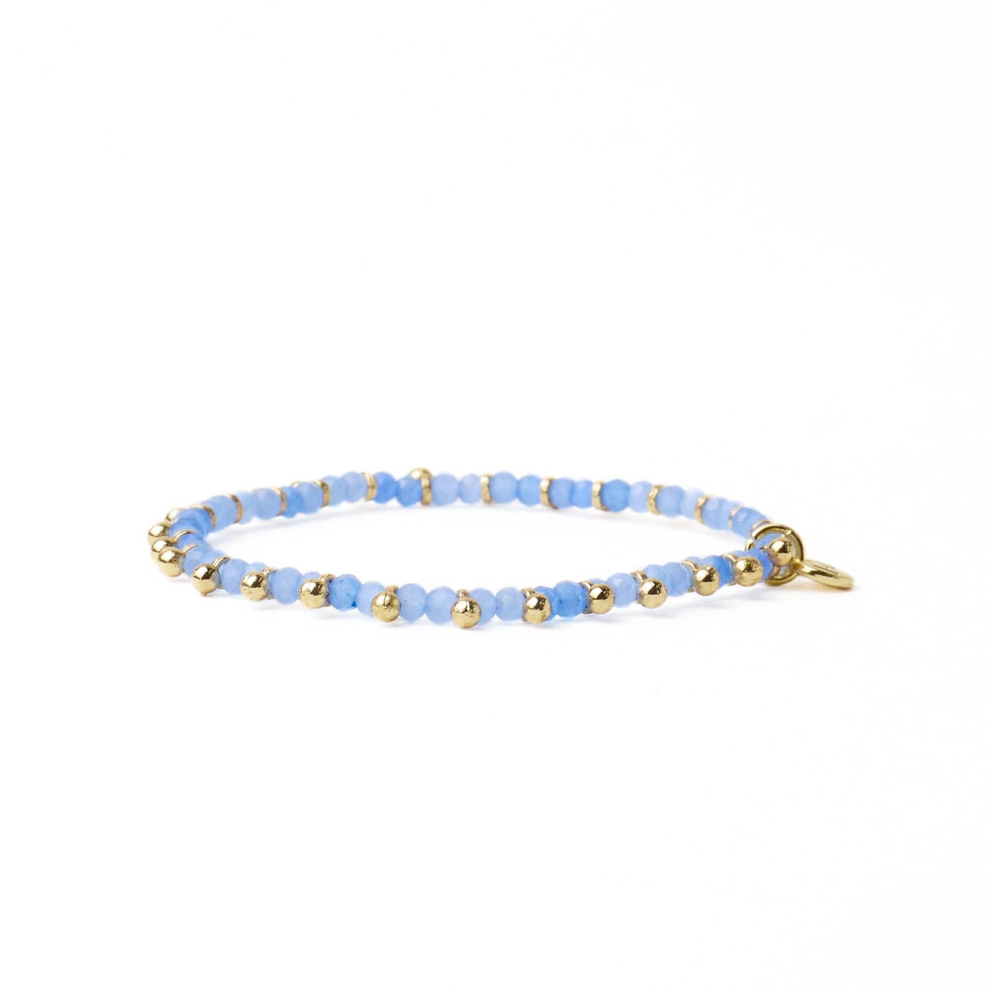 Kami Crystal With Brass Charm Stretch Bracelet Blue + Gold Stretch