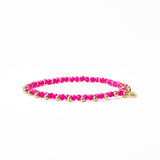 Kami Crystal With Brass Charm Stretch Bracelet Hot Pink + Gold Stretch