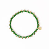 Kami Crystal With Brass Charm Stretch Bracelet Kelly Green + Gold Stretch