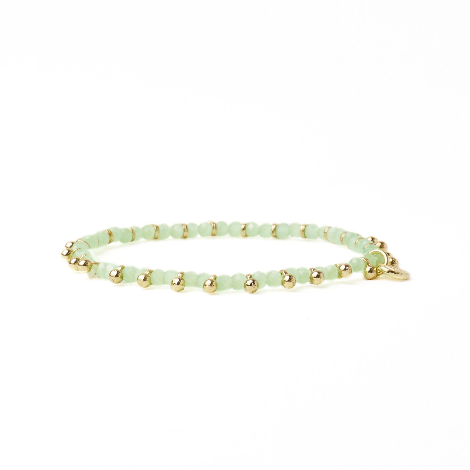Kami Crystal With Brass Charm Stretch Bracelet Mint + Gold Stretch