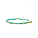 Kami Crystal With Brass Charm Stretch Bracelet Teal + Gold Stretch