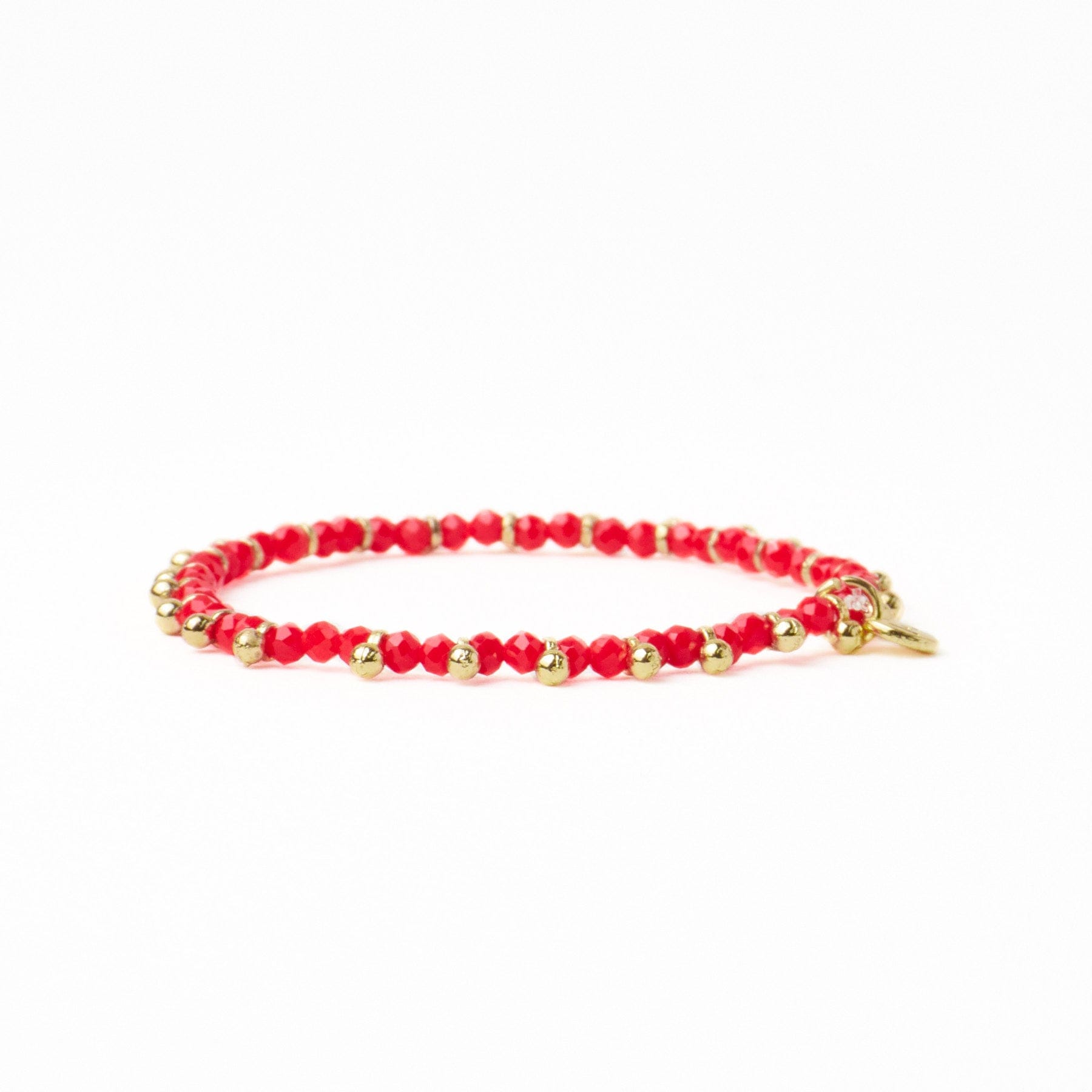 Kami Crystal With Brass Charm Stretch Bracelet Tomato + Gold Stretch