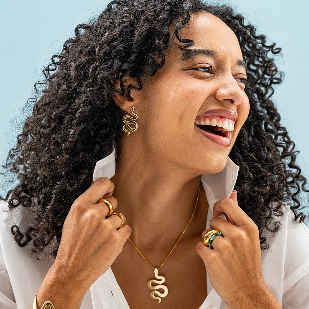 Kara Snake Pendant Necklace Brass Pendant