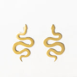 Kara Snake Post Earrings Brass Statement