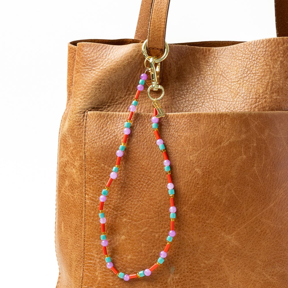 Kate Beaded Bag Charm with Brass Boot Key Ring + Bag Charm