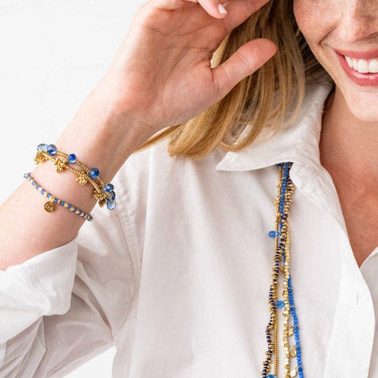 Kate Brass Cluster Beads Stretch Bracelet Stretch