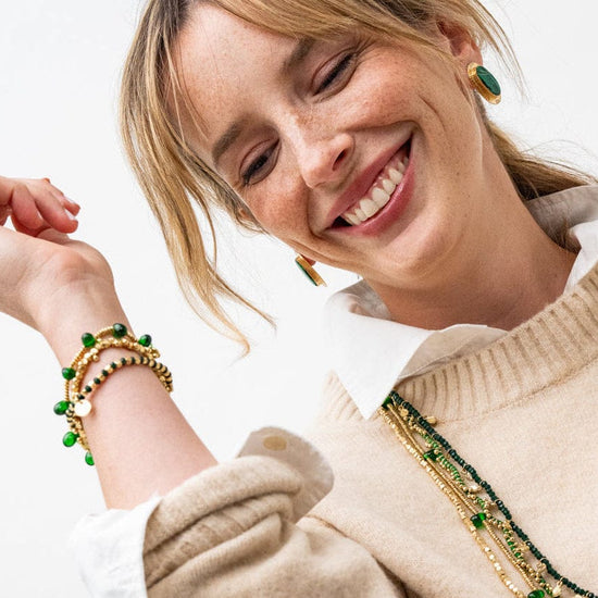 Kate Faceted Brass Beads Stretch Bracelet Stretch