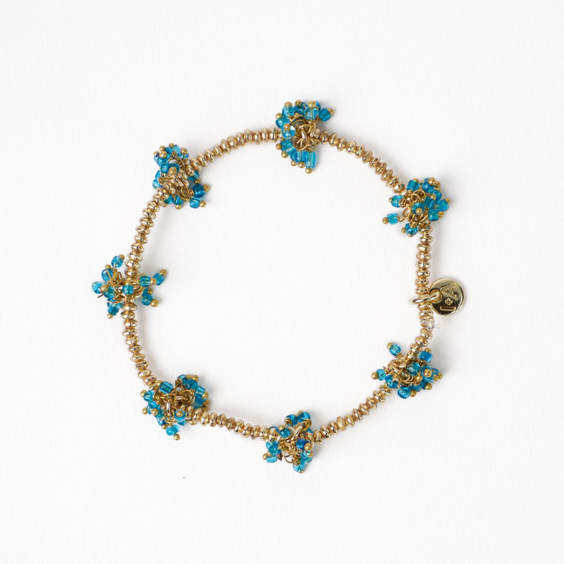 Kate Glass Cluster Beads Stretch Bracelet Aqua Stretch