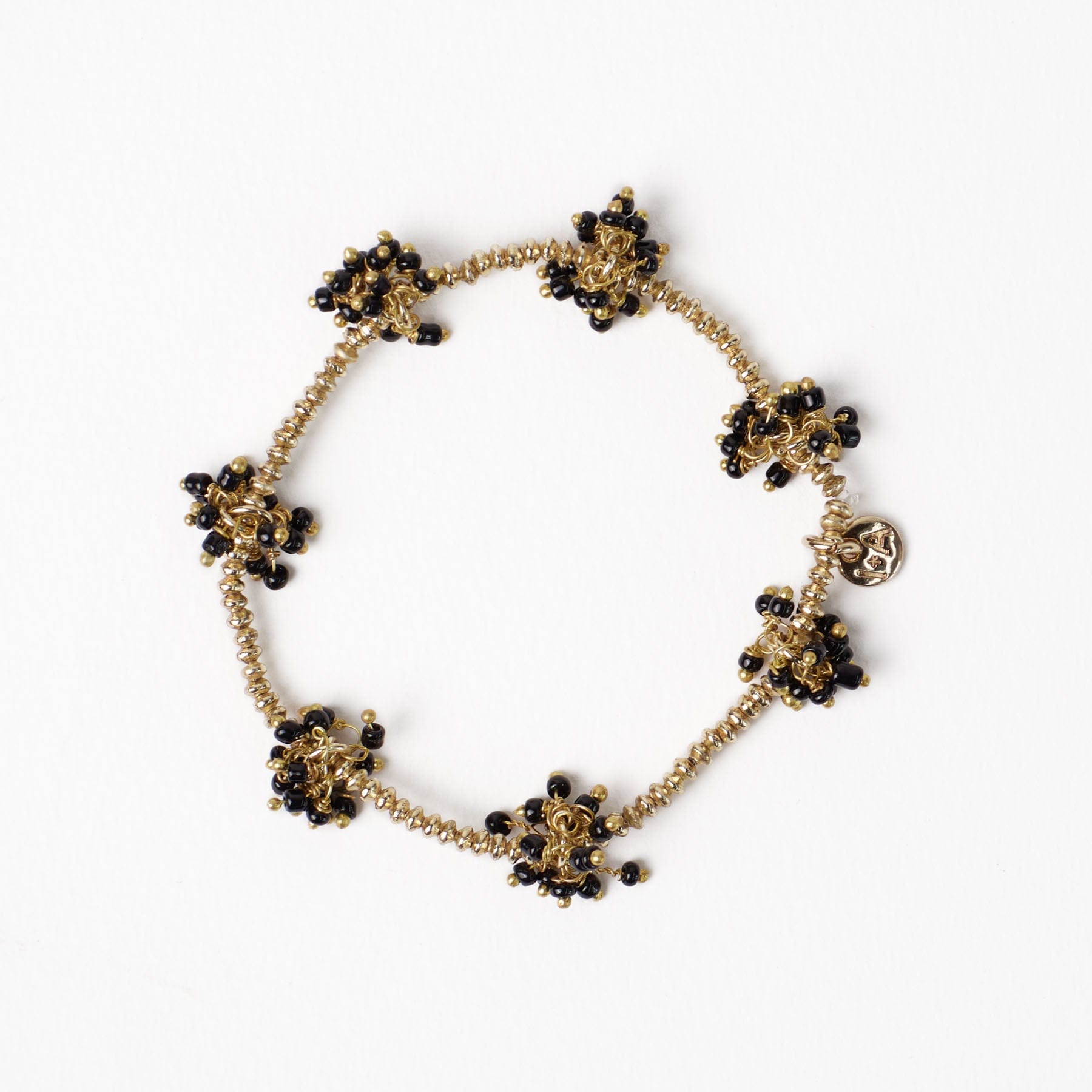 Kate Glass Cluster Beads Stretch Bracelet Black Stretch